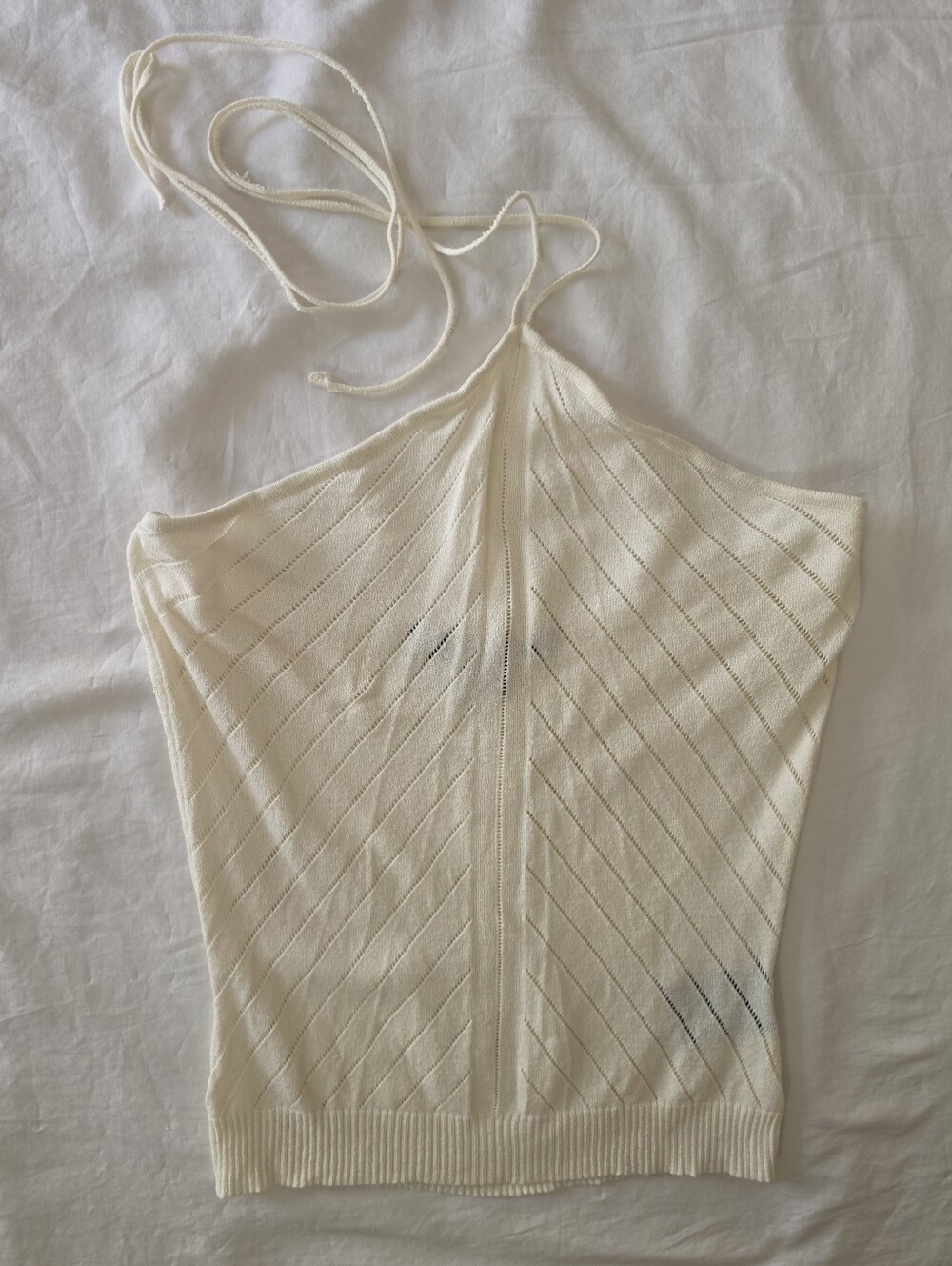 VINTAGE Y2K Guess Collection Cream Knit Halter Top Open Back 90s Small
